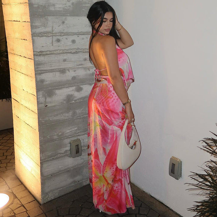 Marla | Backless Halter Maxi Dress