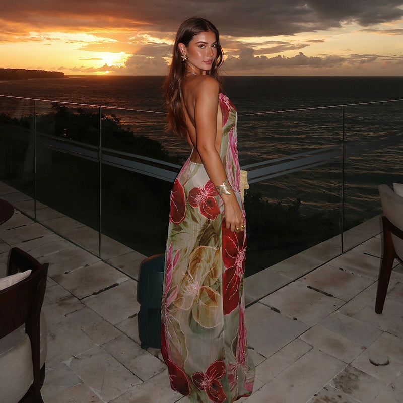 Vivian | Enchanting Floral Draped Maxi Dress