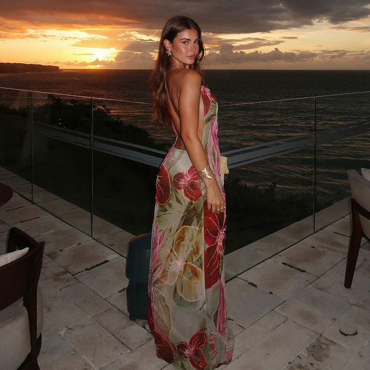 Vivian | Enchanting Floral Draped Maxi Dress