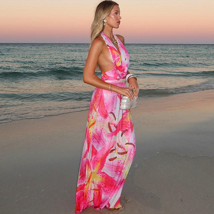 Marla | Backless Halter Maxi Dress