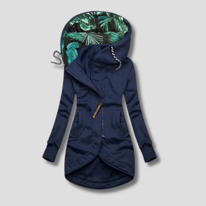 Sophia | Women's Stylish Green Asymmetrical Zip Hoodie