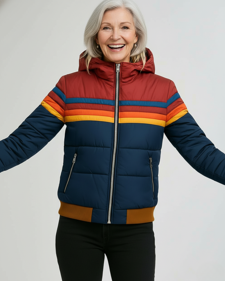 Jennifer | Waterproof Retro Striped Puffer Jacket