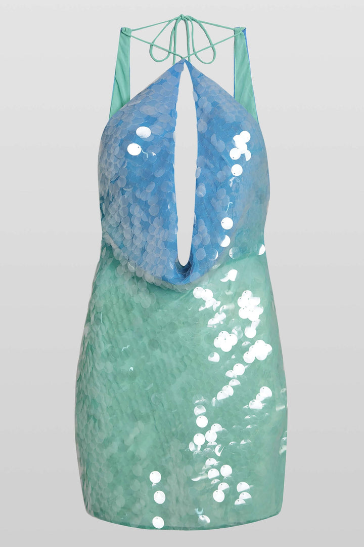 Luna | Shimmering Halter Backless Party Mini Dress