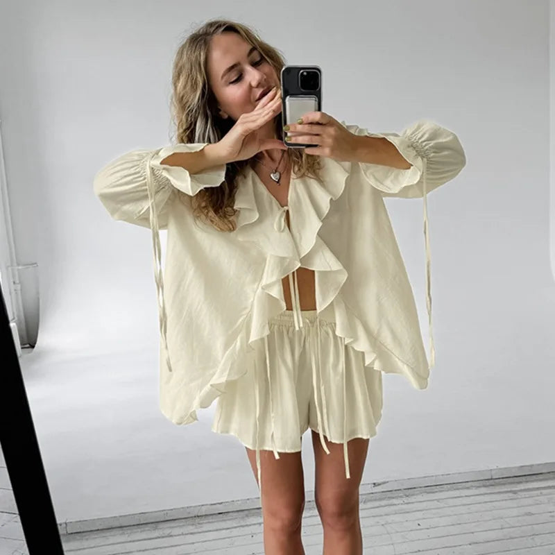 Eliana | Polished Ruffled Short Set