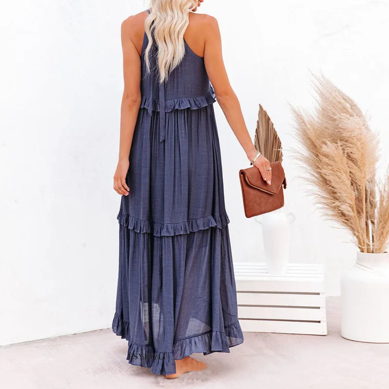 Sola | Halter Ruffle Maxi Dress