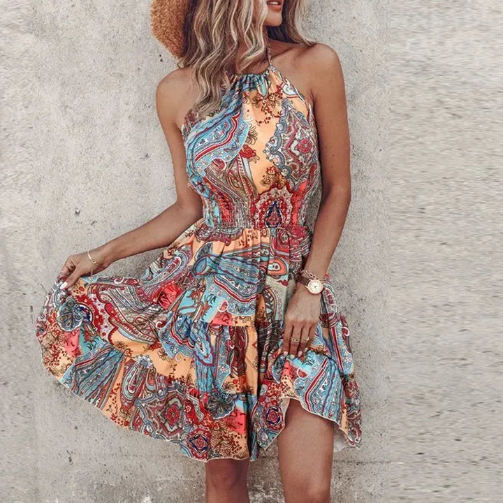 Monica | Boho Halter Dress