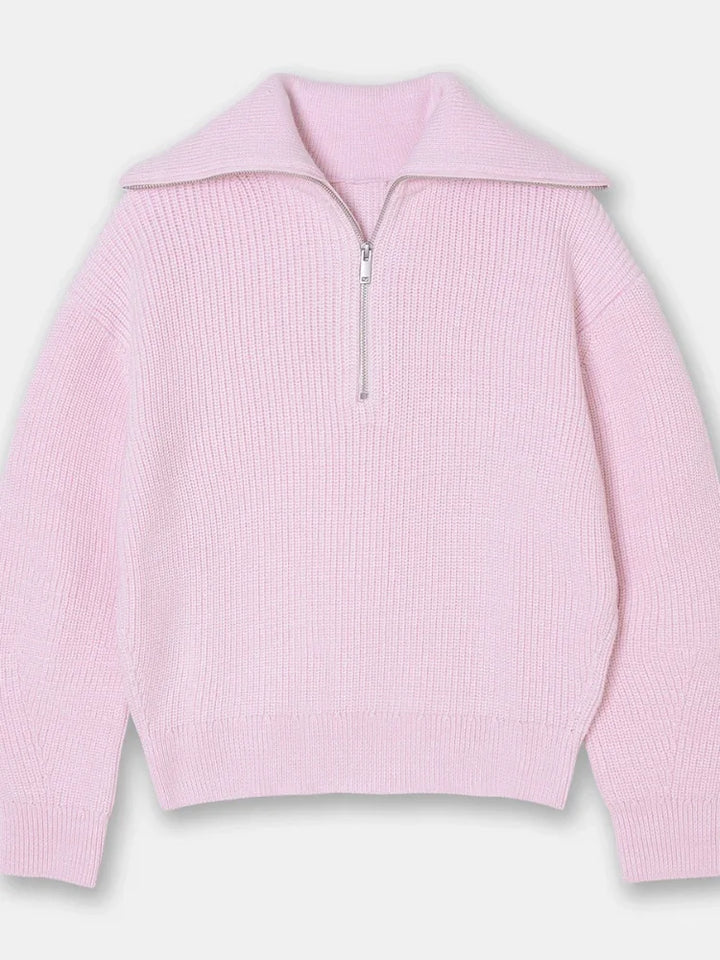 Veyra Striped Lapel Turtleneck Jumper