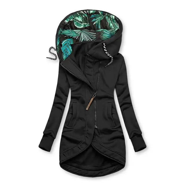 Sophia | Women's Stylish Green Asymmetrical Zip Hoodie