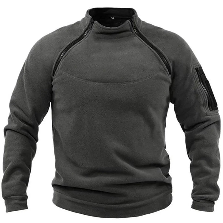 Chester | Tactical Black Sweater with Shoulder Zipper Accents for Men