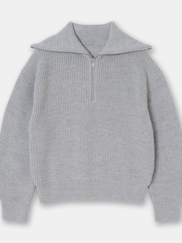 Veyra Striped Lapel Turtleneck Jumper