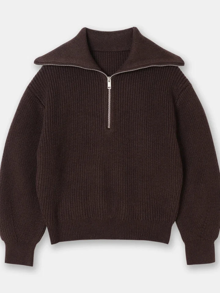 Veyra Striped Lapel Turtleneck Jumper