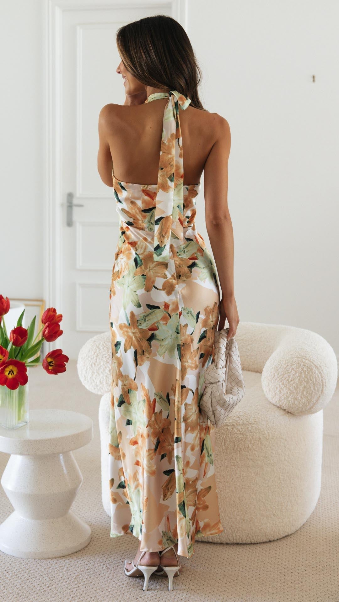 Shane | Whimsical Floral Halter Maxi Dress