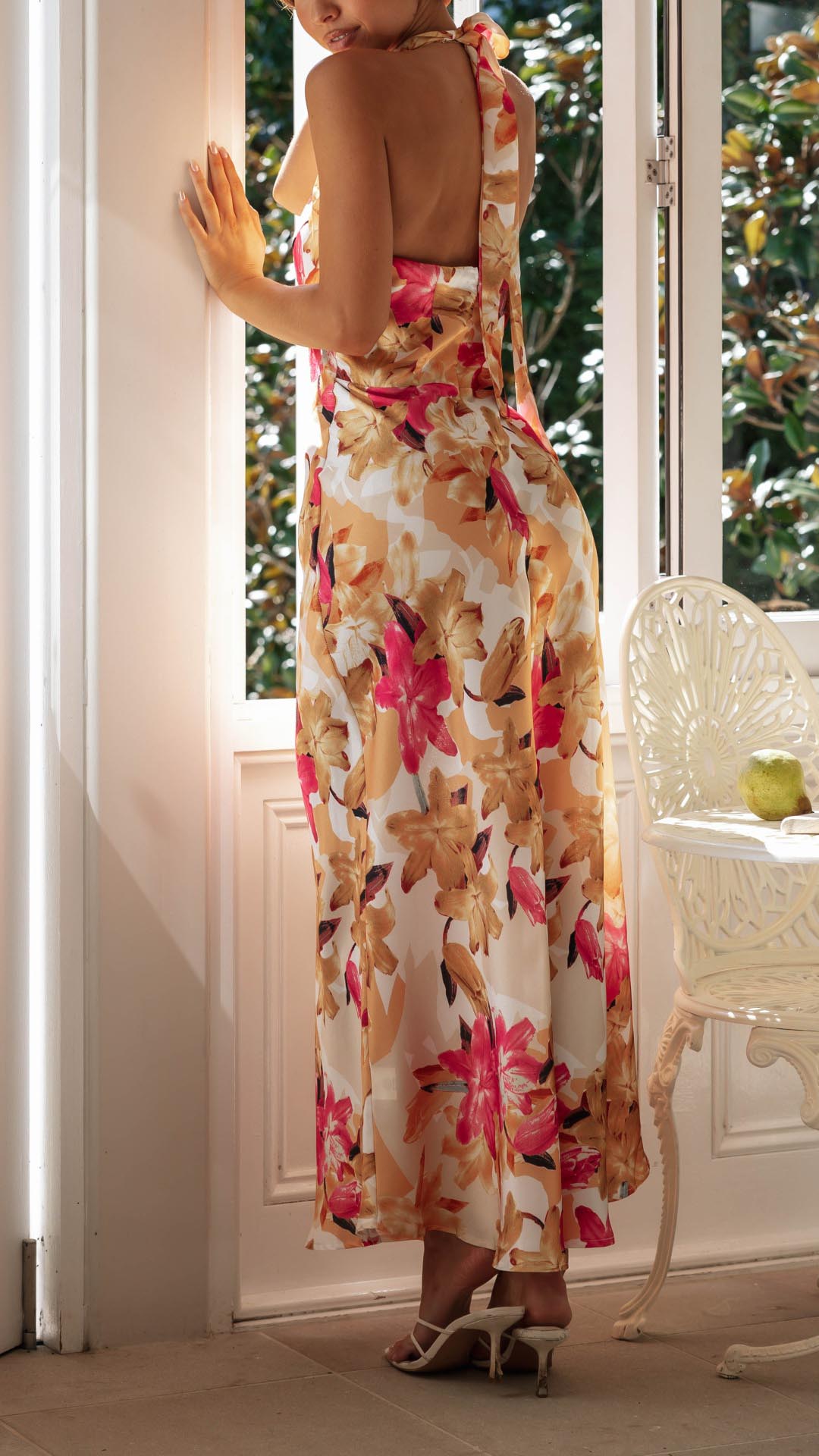 Shane | Whimsical Floral Halter Maxi Dress