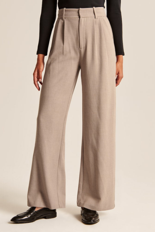 Avery | Sand Wide Leg Tailored Pants