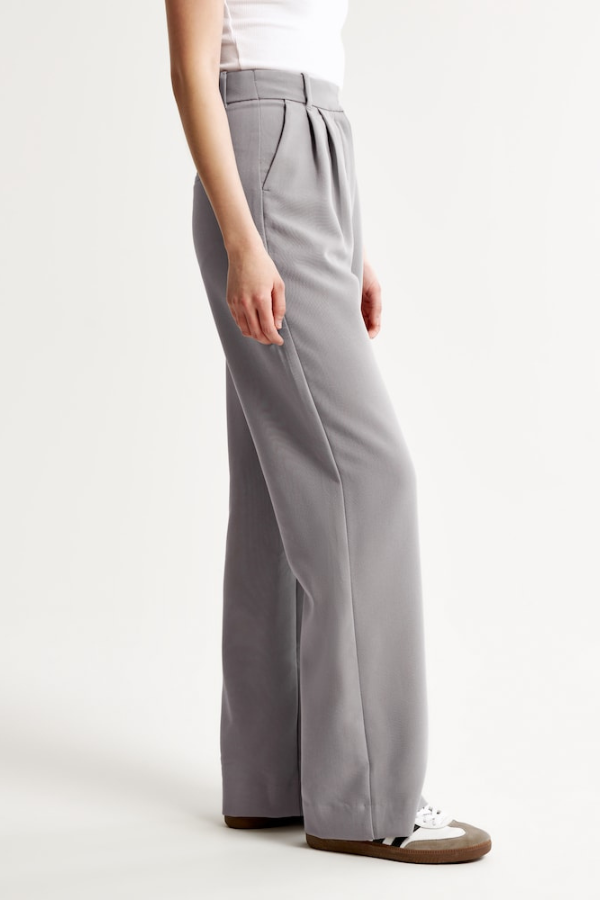 Avery | Grey Wide Leg Tailored Pants
