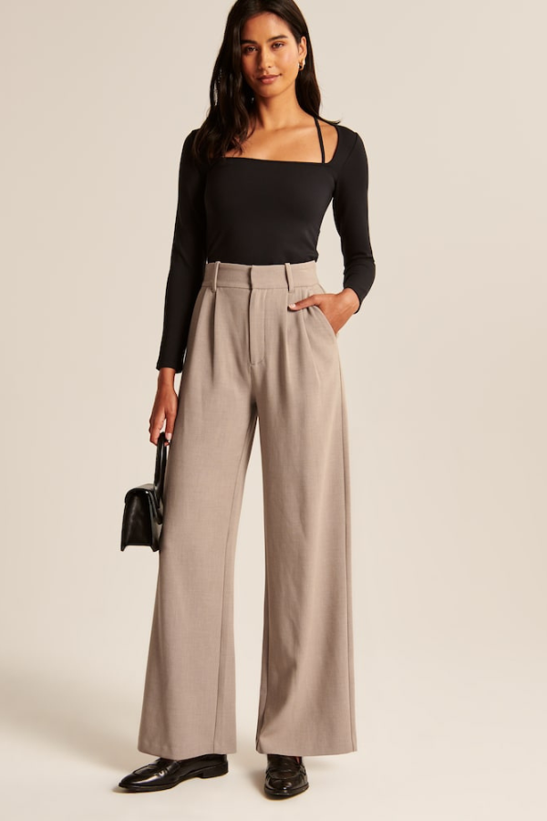 Avery | Sand Wide Leg Tailored Pants