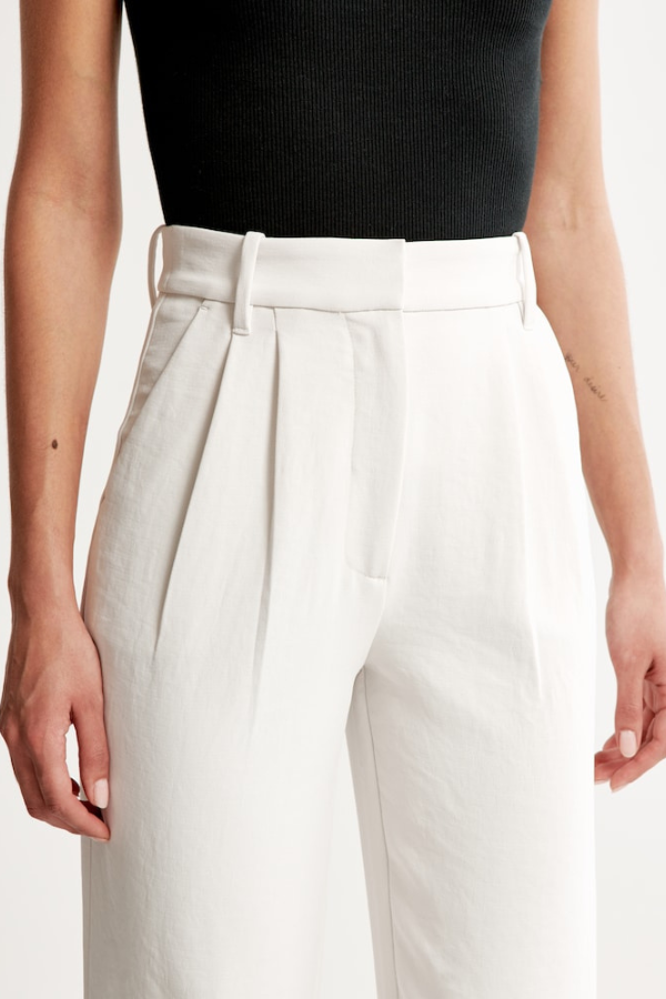 Avery | White Wide Leg Tailored Pants