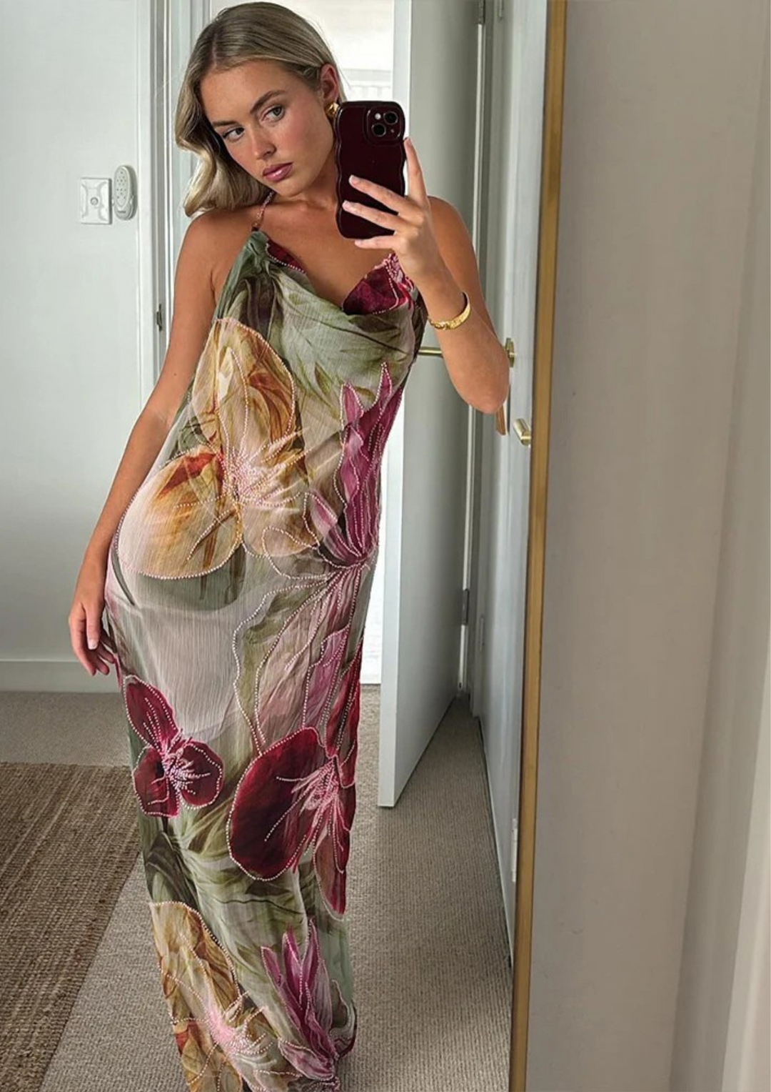 Vivian | Enchanting Floral Draped Maxi Dress