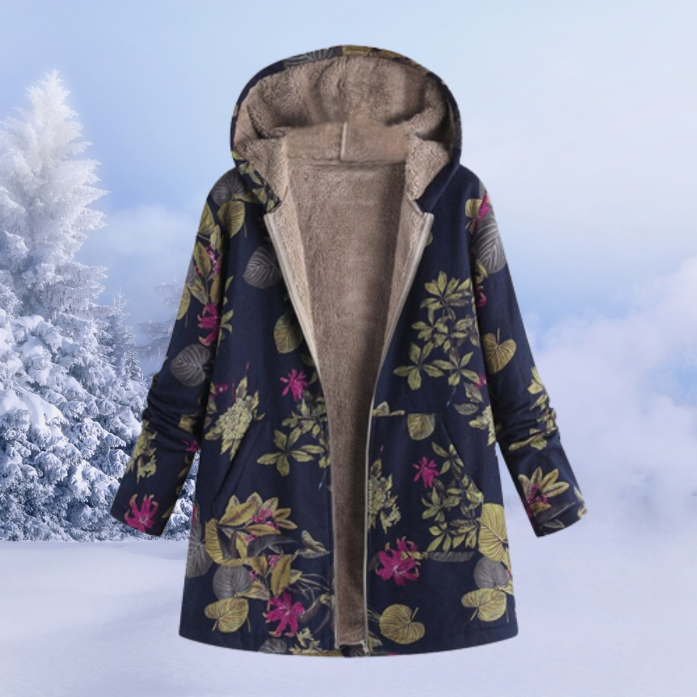 Floral Long Winter Coat for Women