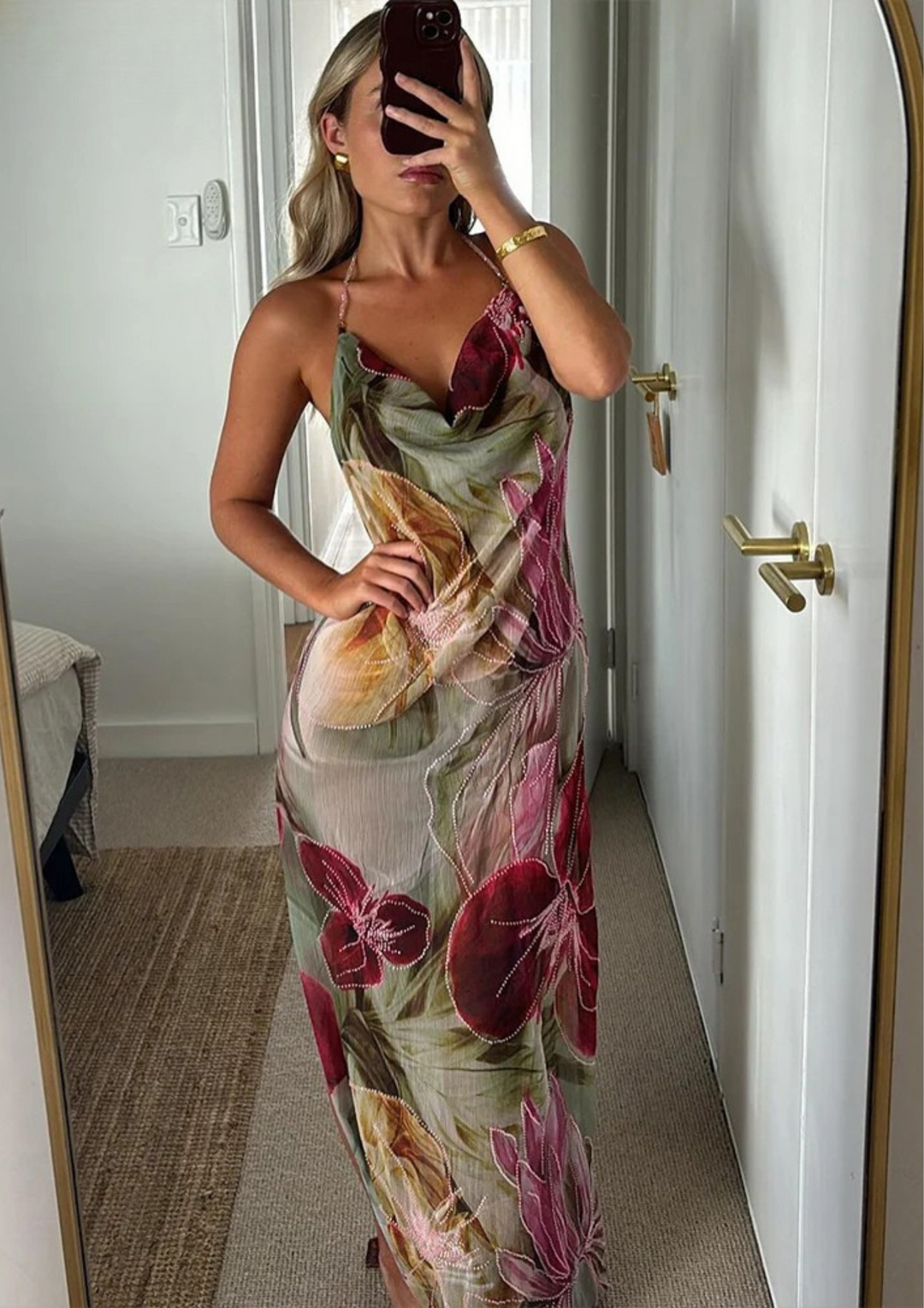Vivian | Enchanting Floral Draped Maxi Dress