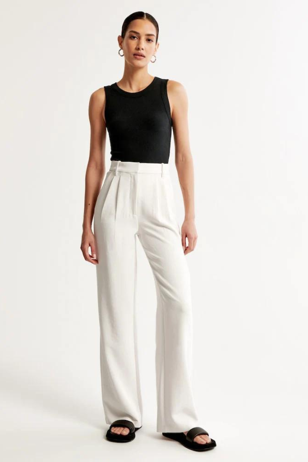 Avery | White Wide Leg Tailored Pants