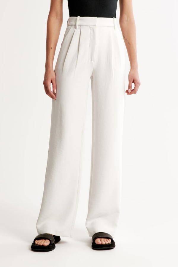 Avery | White Wide Leg Tailored Pants
