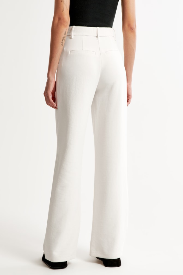Avery | White Wide Leg Tailored Pants
