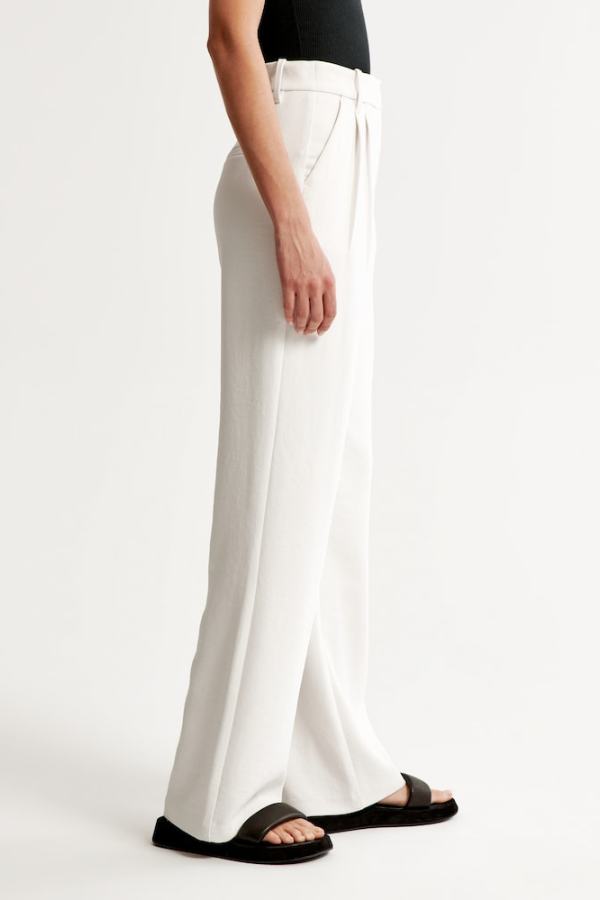 Avery | White Wide Leg Tailored Pants