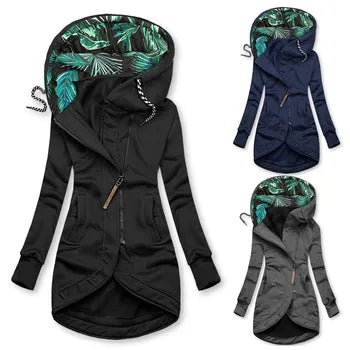 Sophia | Women's Stylish Green Asymmetrical Zip Hoodie