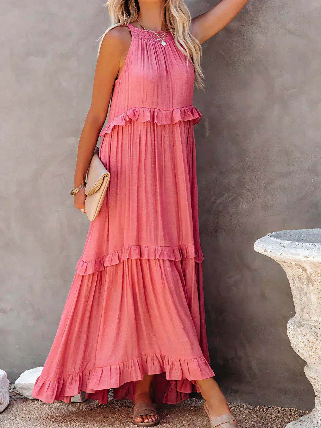 Sola | Halter Ruffle Maxi Dress