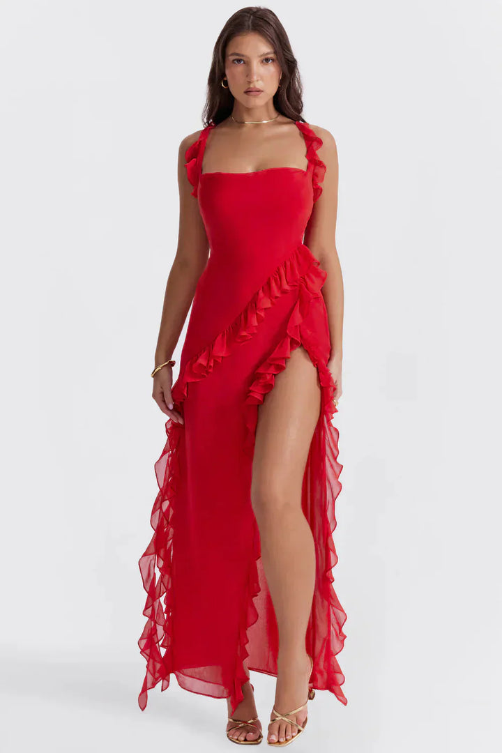 Camilla | Chic Ruffle Split Maxi Dress