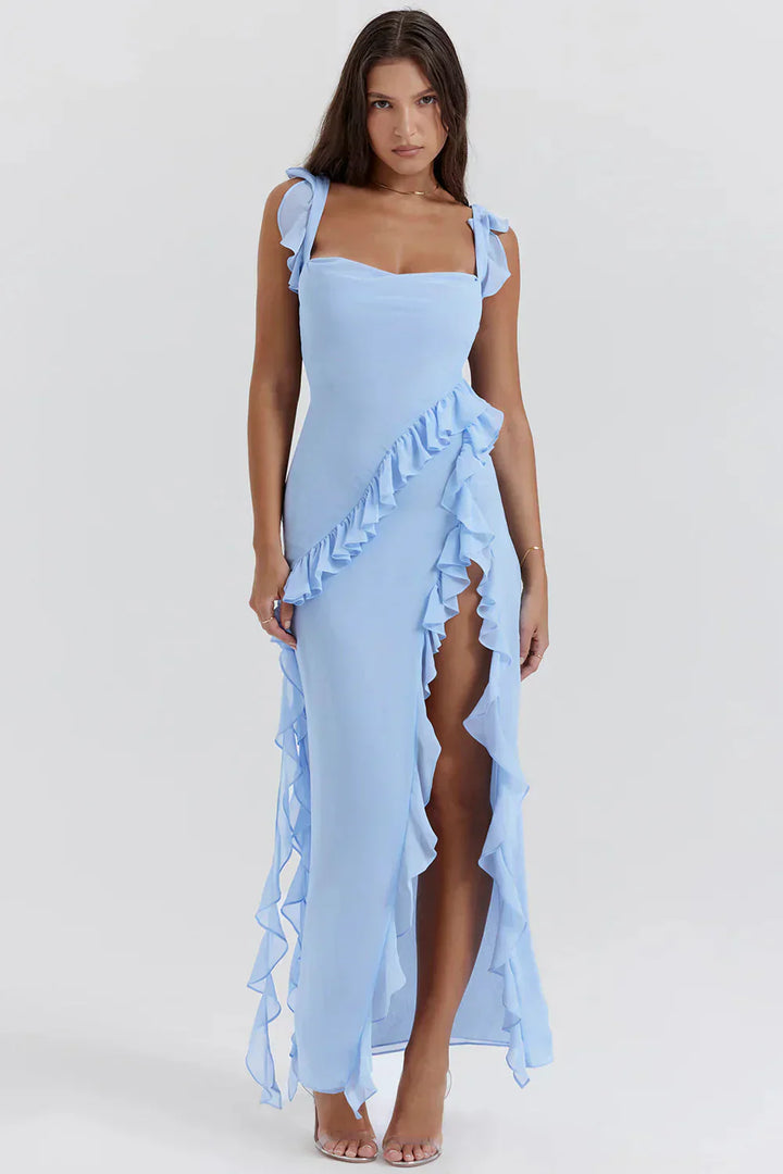 Camilla | Chic Ruffle Split Maxi Dress