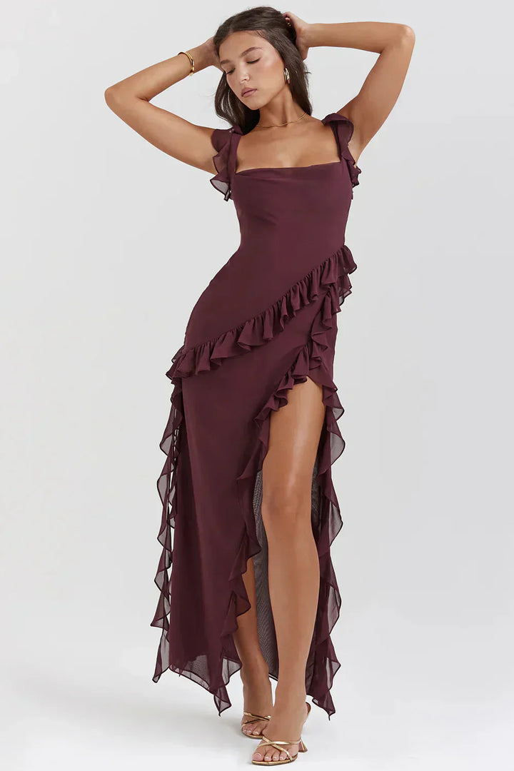 Camilla | Chic Ruffle Split Maxi Dress