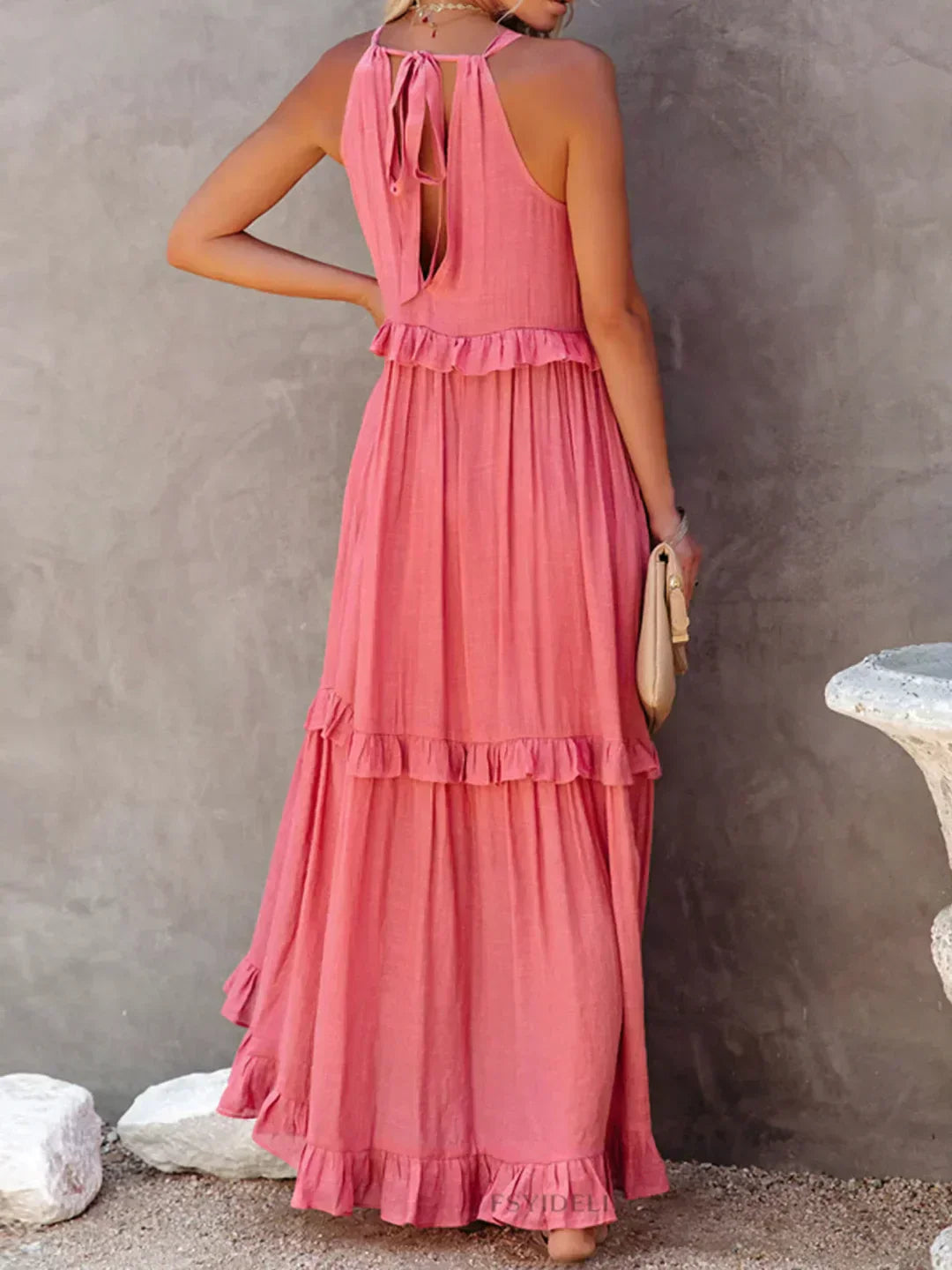 Sola | Halter Ruffle Maxi Dress