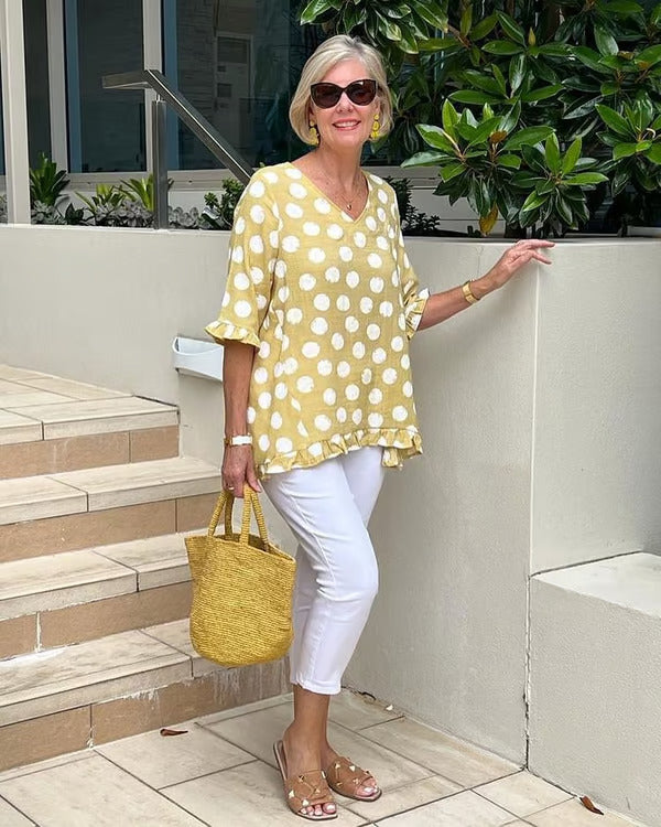 Lucia | Polka Dot V-neck Blouse