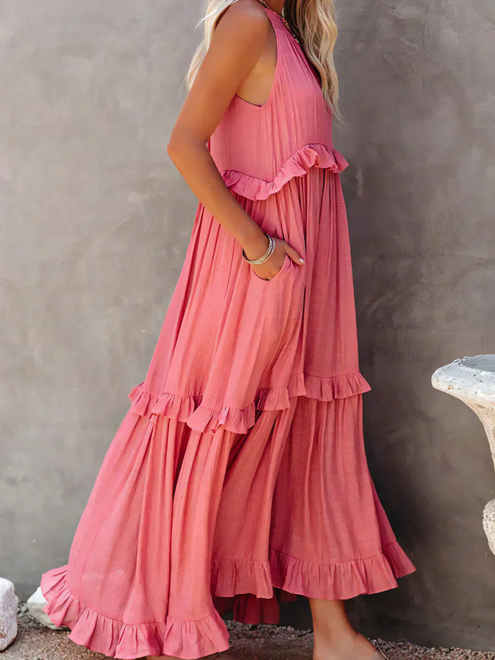 Sola | Halter Ruffle Maxi Dress