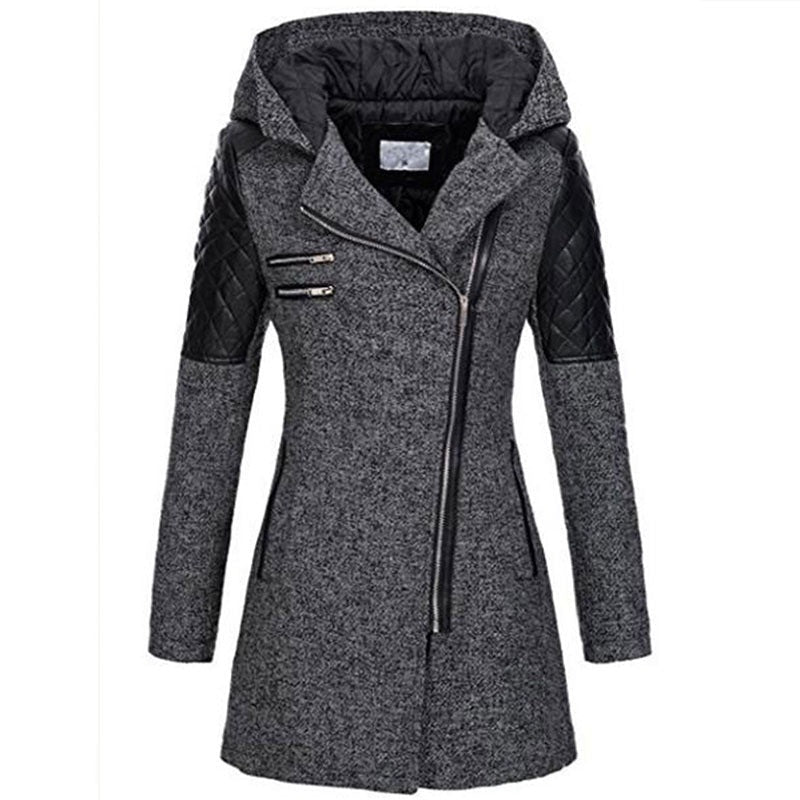 Ellen | Women's Quilted Hooded Tweed Coat