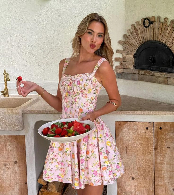Anna | Romantic Structured Floral Mini Dress