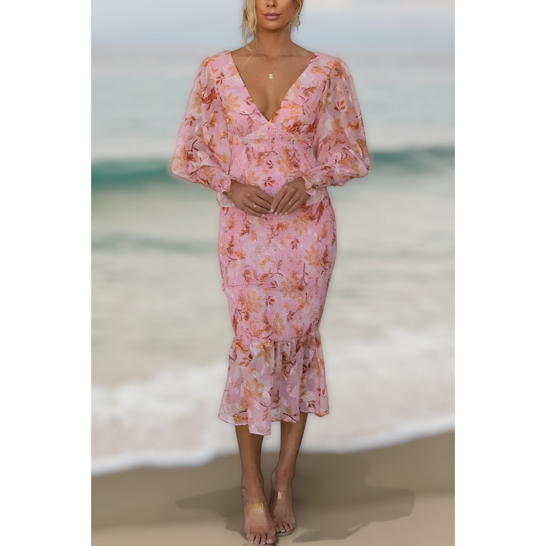 Cathy Mae | Floral Ruffle Midi Dress