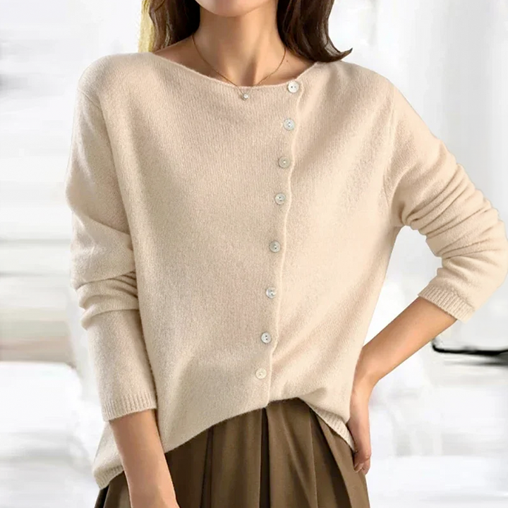 Andrea | Women's Asymmetrical Button-Up Sweater