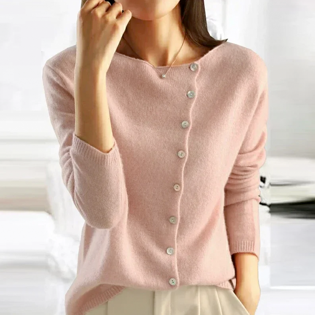 Andrea | Women's Asymmetrical Button-Up Sweater