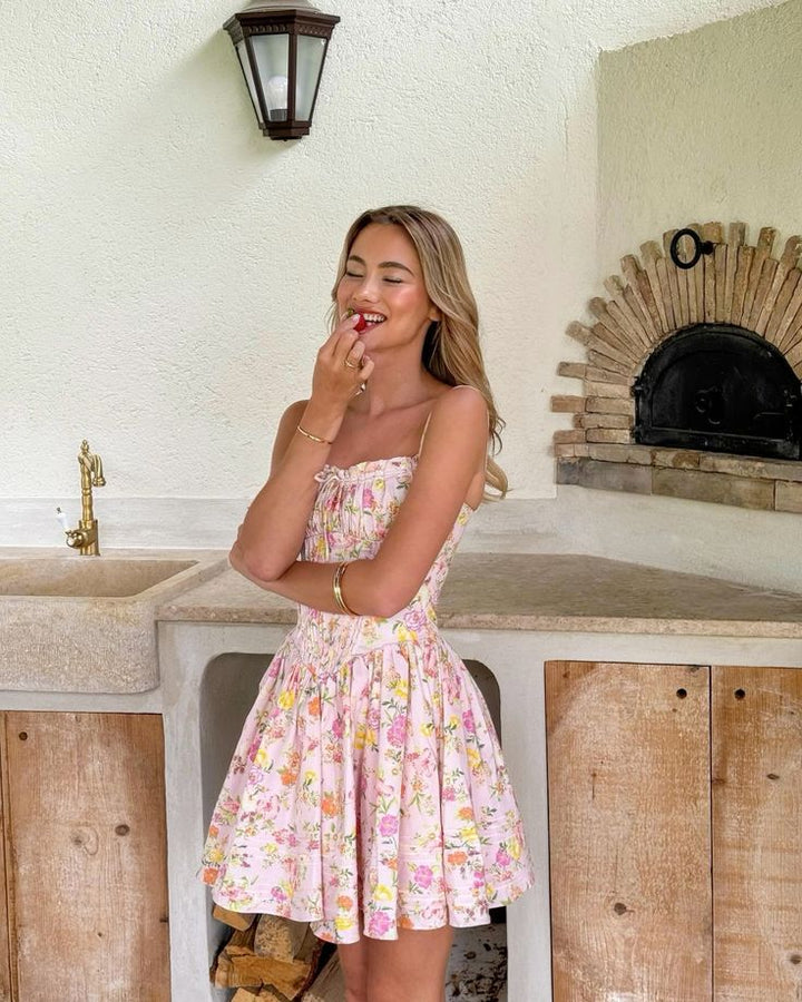 Anna | Romantic Structured Floral Mini Dress