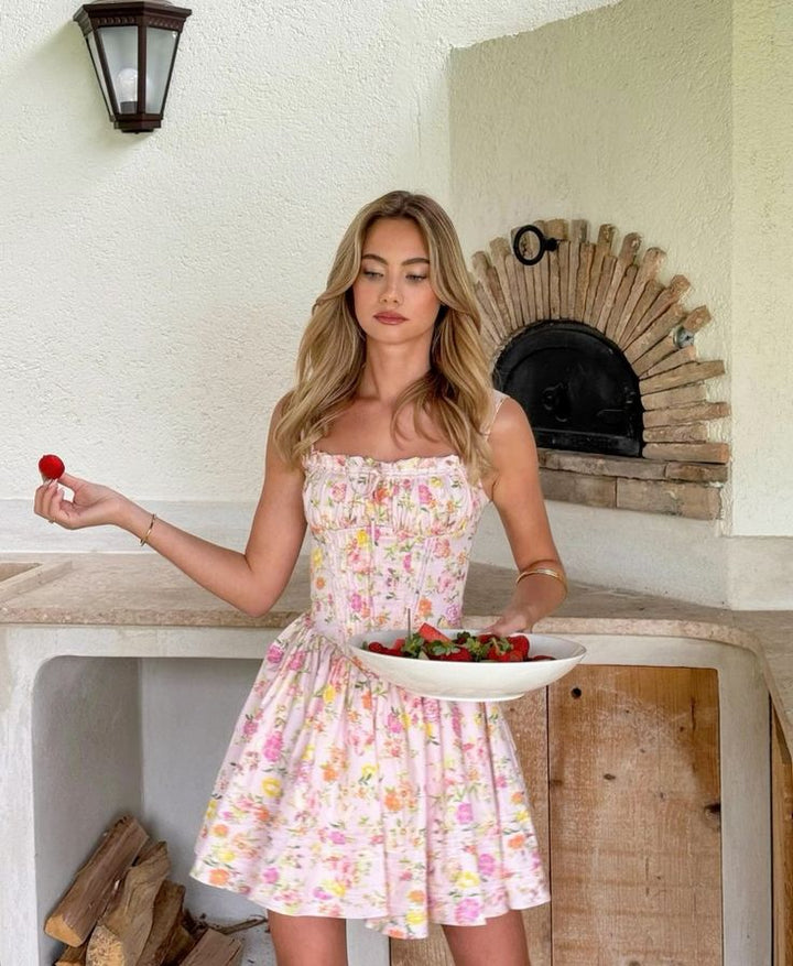 Anna | Romantic Structured Floral Mini Dress