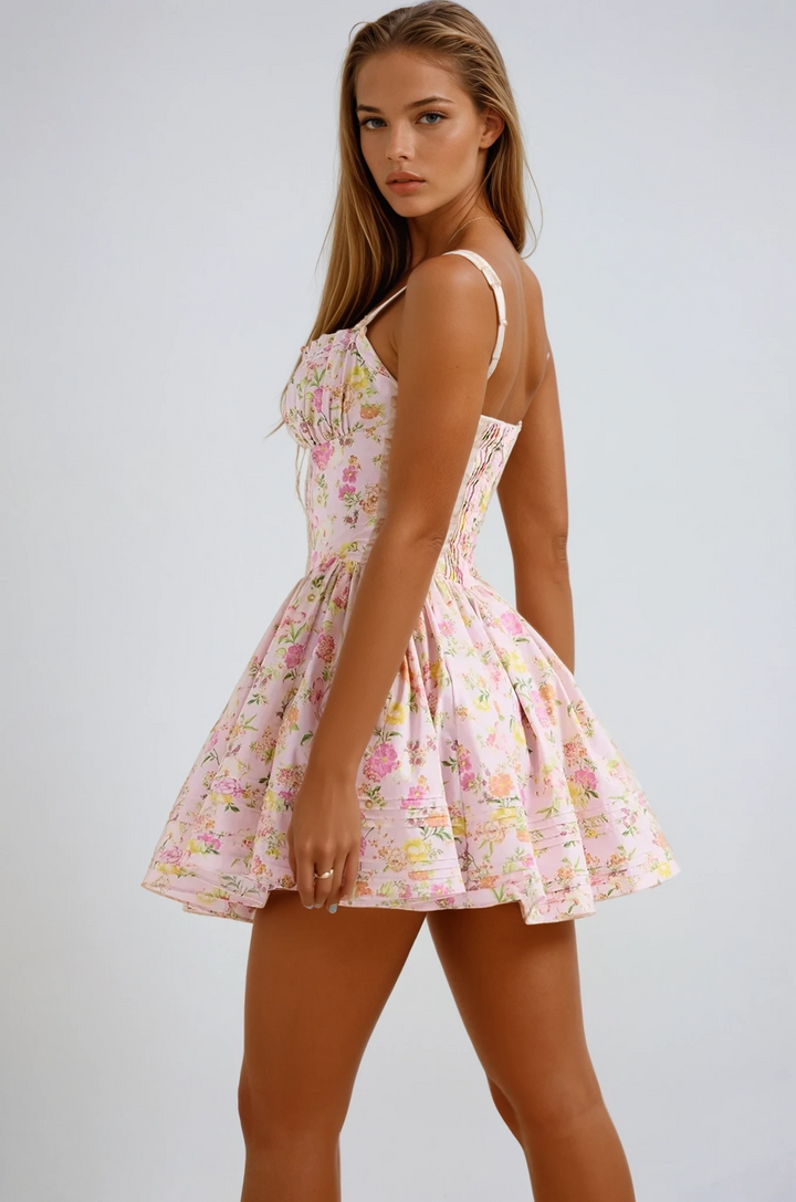 Anna | Romantic Structured Floral Mini Dress